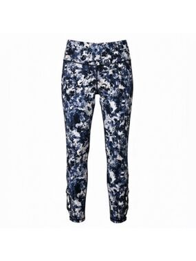 GAIAM High Rise Active Leggings Blue Lattice Cutout Yoga Workout Pants XS